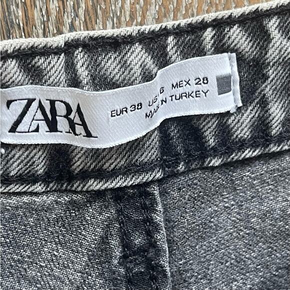 Zara High Rise Straight/Split Leg Jeans, Acid Wash Charcoal, Casual, Weekend, 6 - Picture 5 of 7